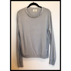 Crystal Detail Fine Knit Sweater